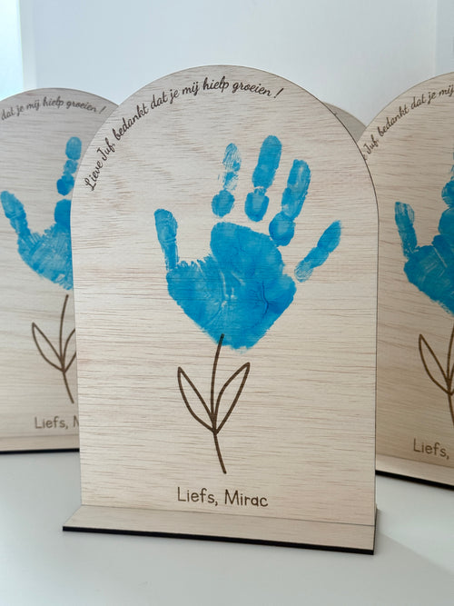DIY hand afdruk | Juf / Meester Cadeau | Houten Bord