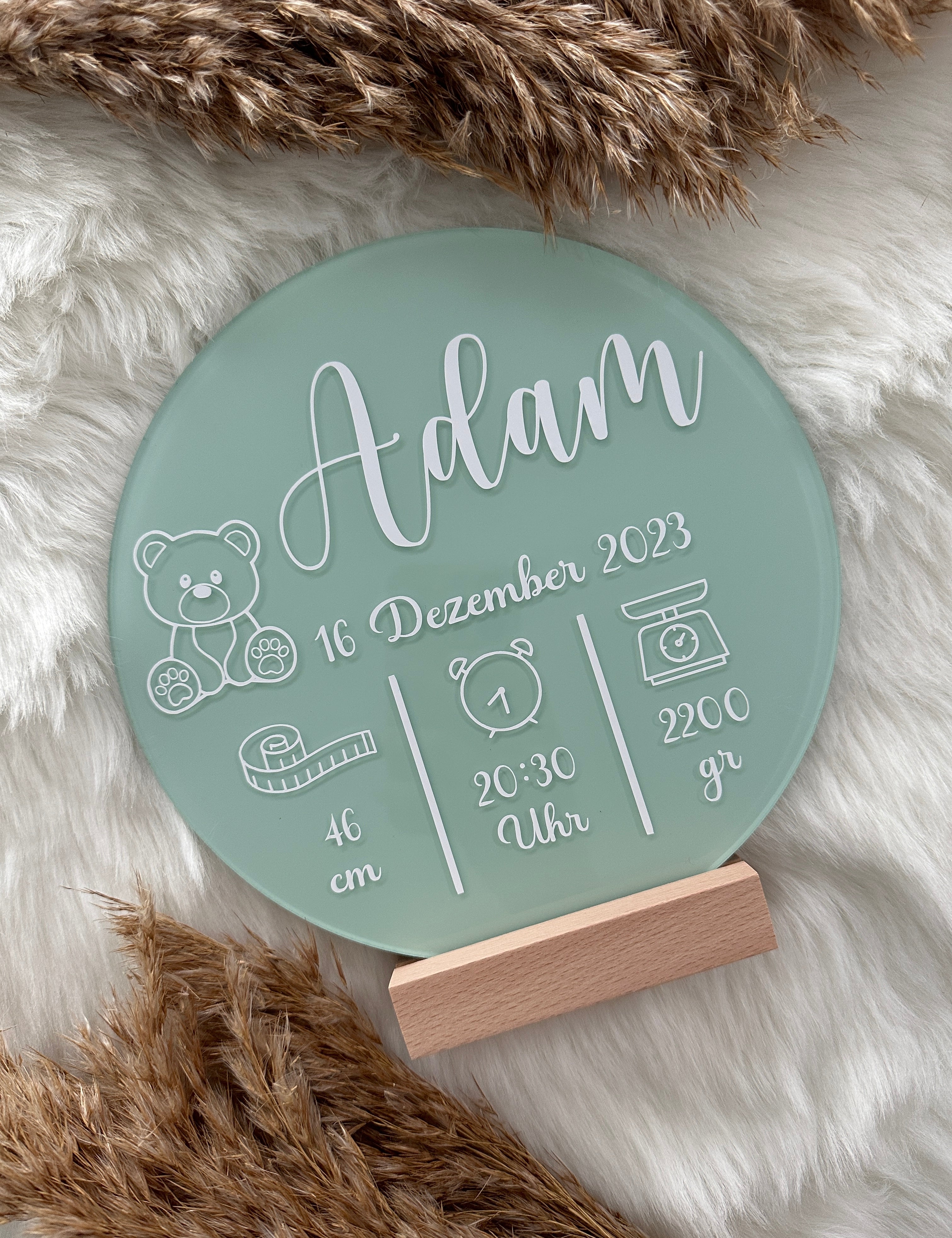 Geboortebord met naam | rond