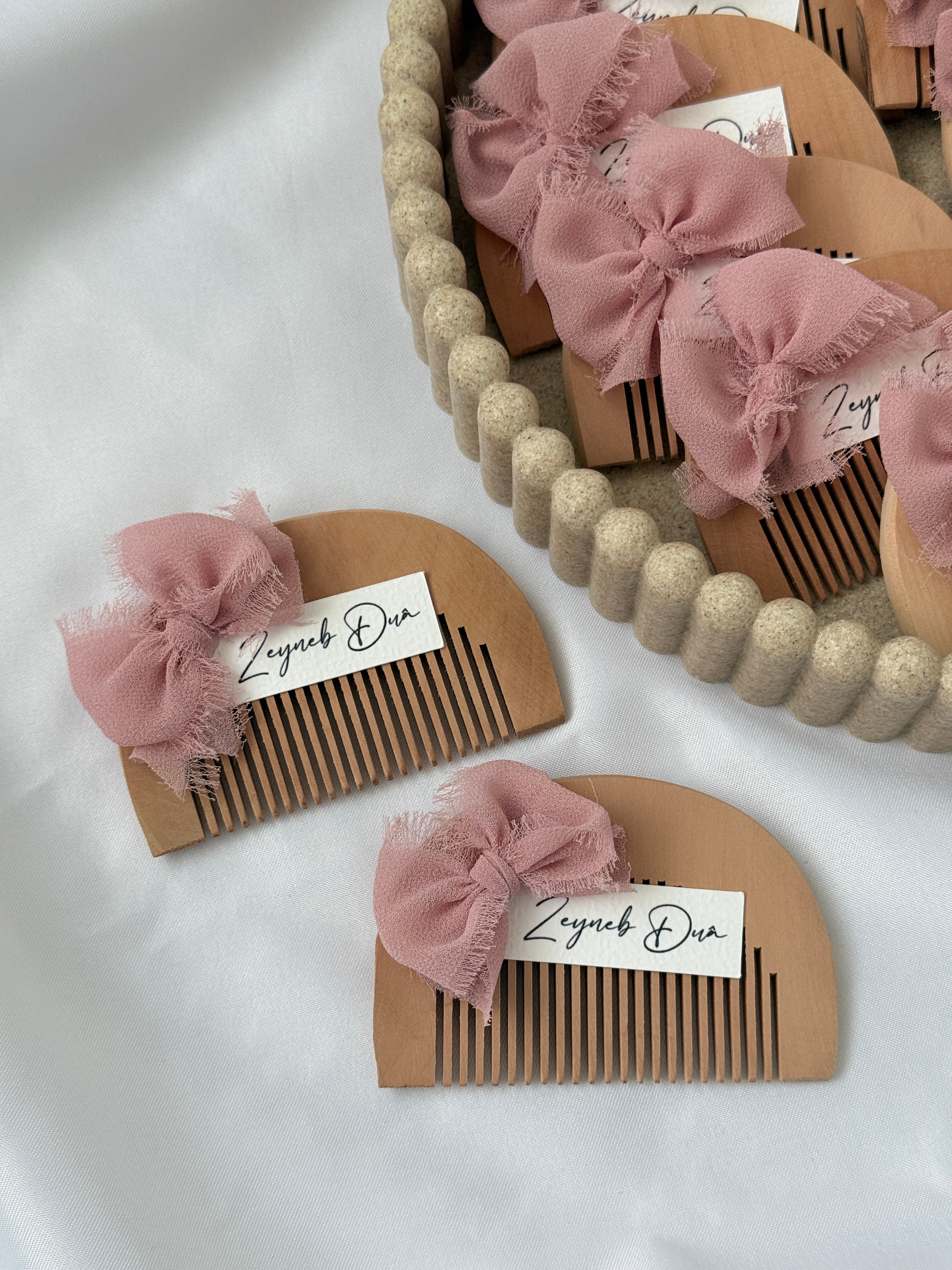 Bedankje houten baby kam