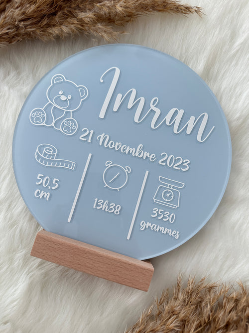 Geboortebord met naam | rond