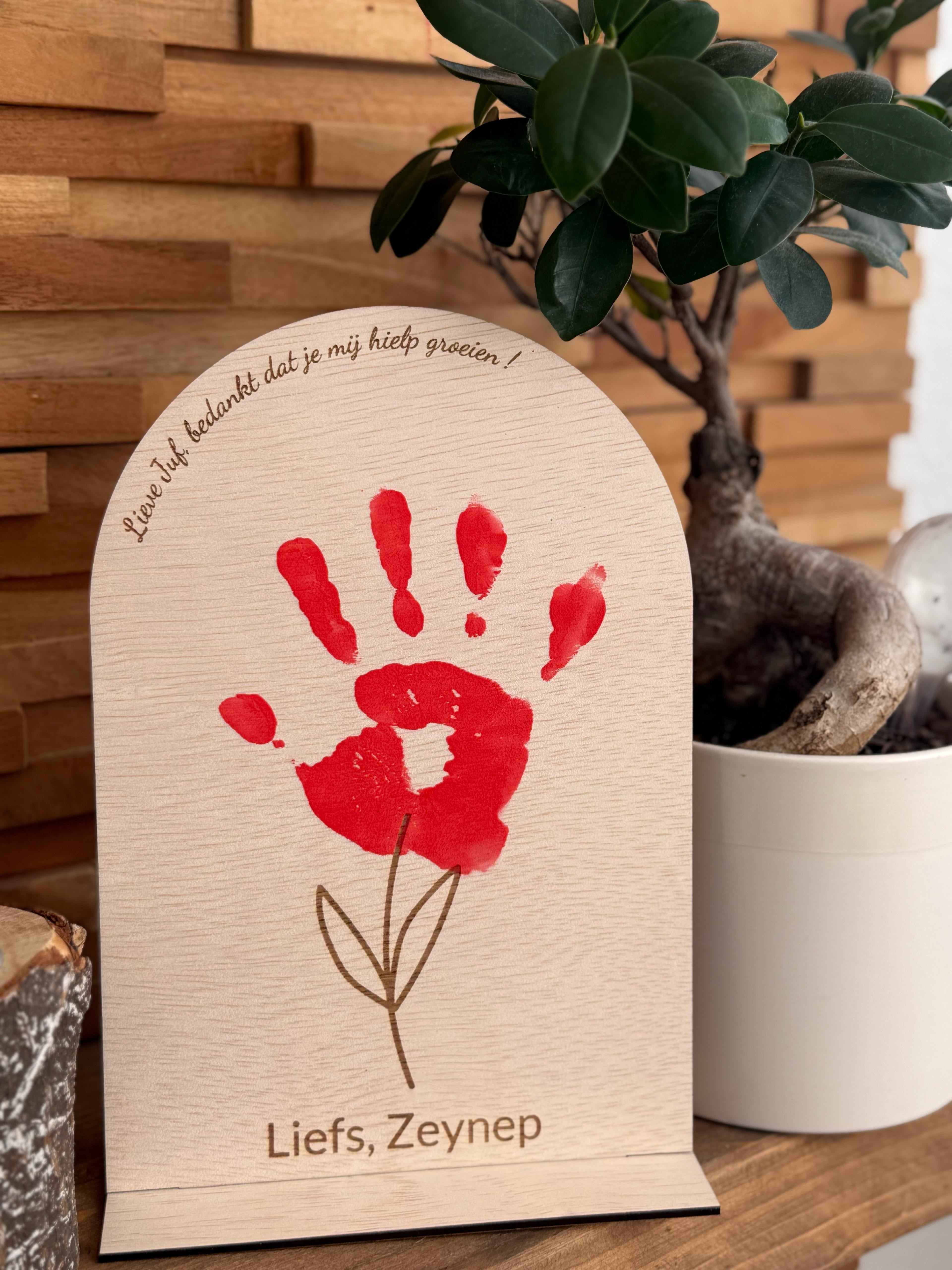 DIY hand afdruk | Juf / Meester Cadeau | Houten Bord