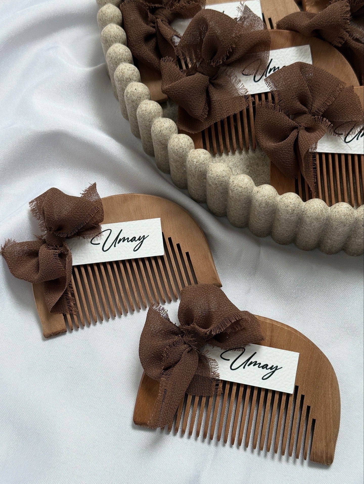 Bedankje houten baby kam