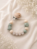 Speenkoord met naam | Dino | Oud Groen Beige