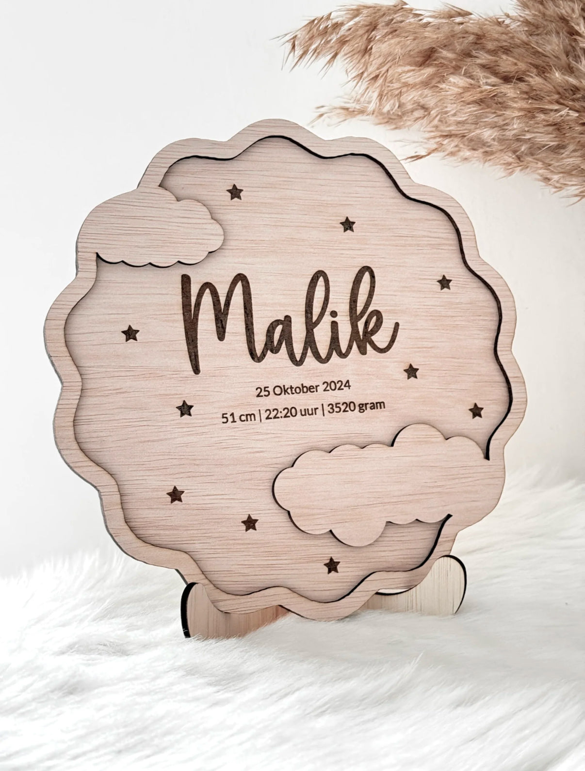 Houten geboortebord | Golvend Rand