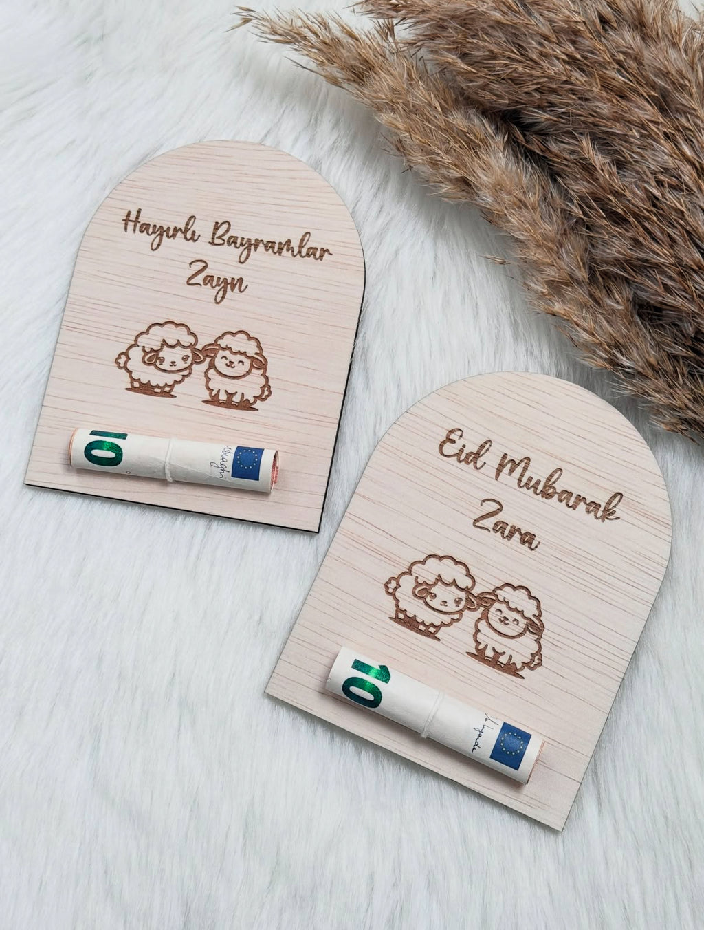Eid geld kaart van hout | Boog