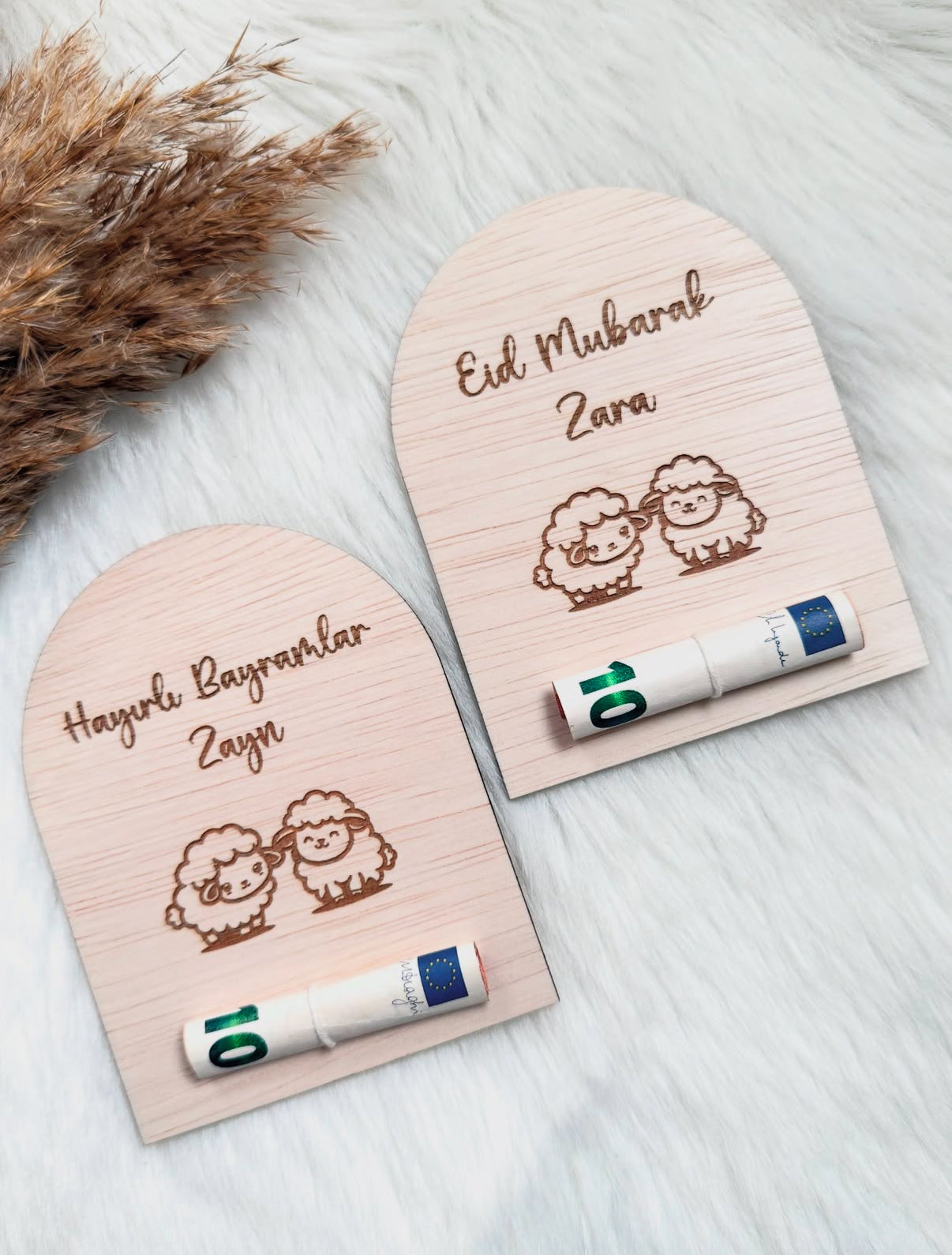 Eid geld kaart van hout | Boog