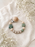 Speenkoord met naam | Uil | Groen Beige